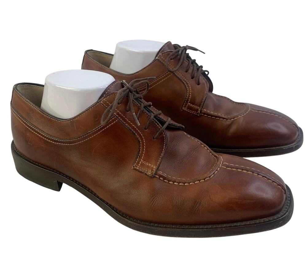 Barneys New York Mens Sz 11 Made In Italy Brown Leather Split Toe Derby Shoes